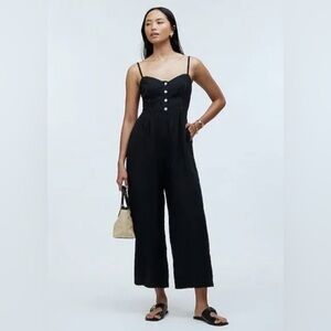 Madewell Black linen Wide Leg  Romper